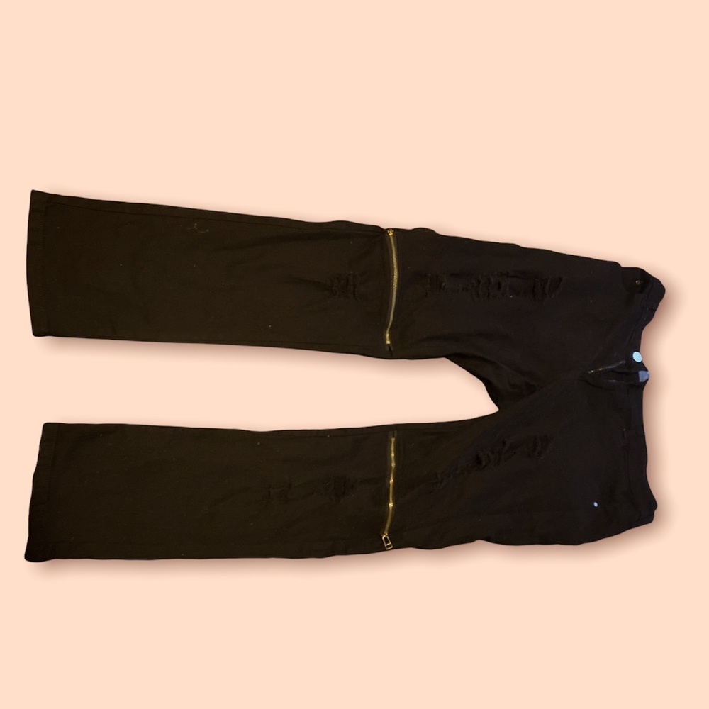 All black skinny ripped jeans sz 36